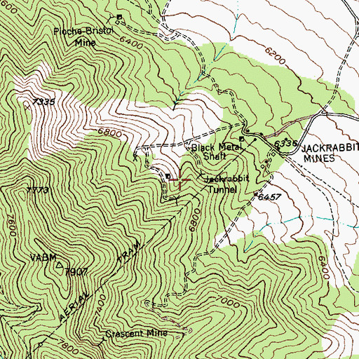 Topographic Map of Jackrabbit Tunnel, NV