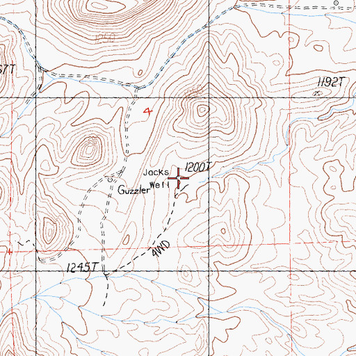Topographic Map of Jacks Well, NV
