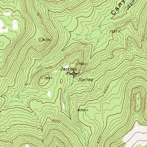 Topographic Map of Jackson Falls, NV
