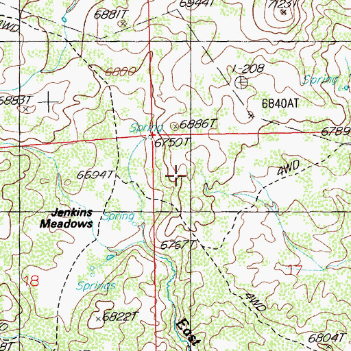 Topographic Map of Jenkins Meadows, NV