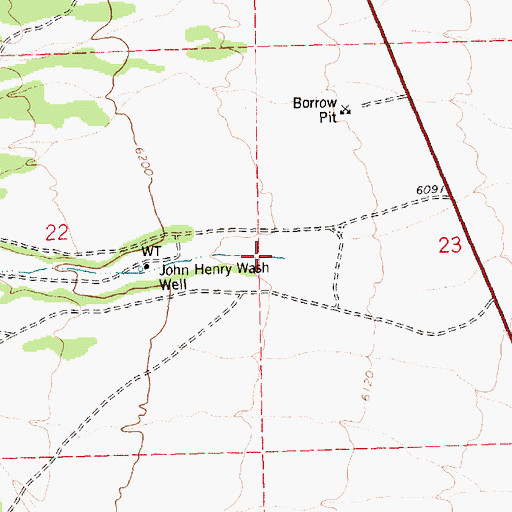 Topographic Map of John Henry Wash, NV