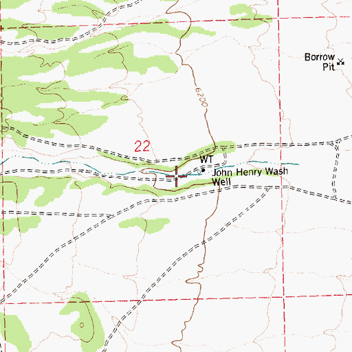 Topographic Map of John Henry Wash Well, NV