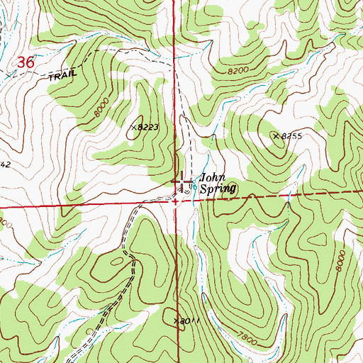 Topographic Map of John Spring, NV