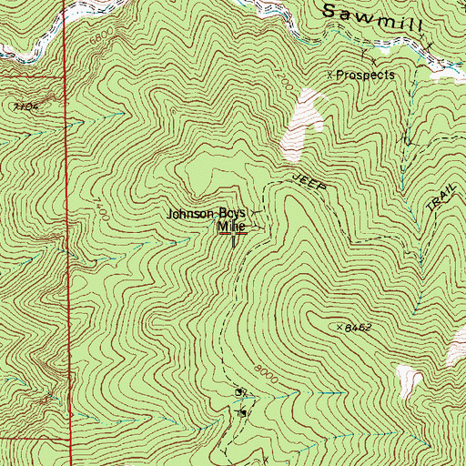 Topographic Map of Johnson Boys Mine, NV