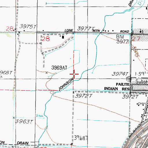 Topographic Map of Johnson Drain, NV