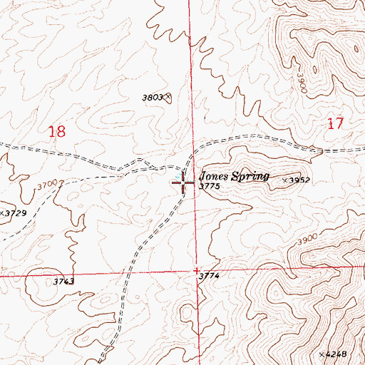 Topographic Map of Jones Spring, NV