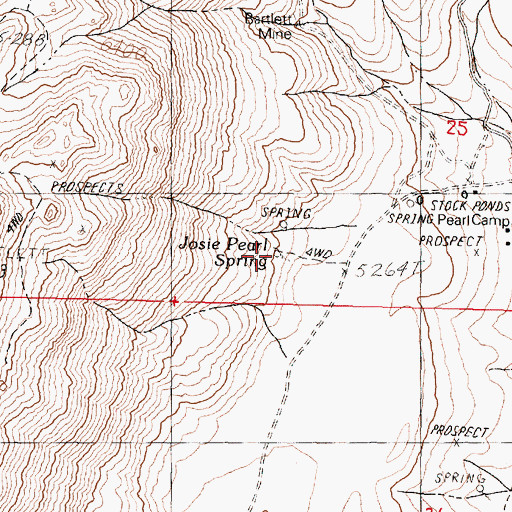 Topographic Map of Josie Pearl Spring, NV