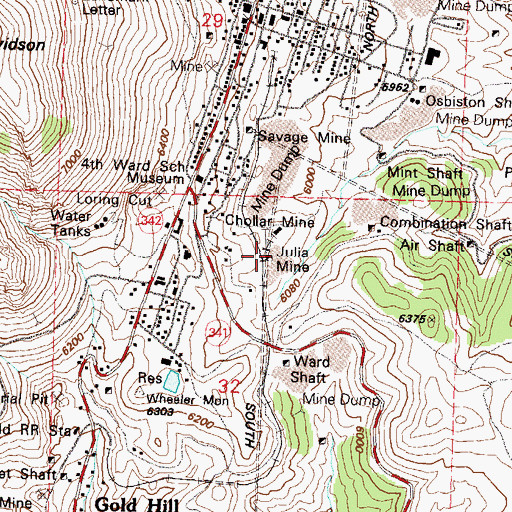 Topographic Map of Julia Mine, NV