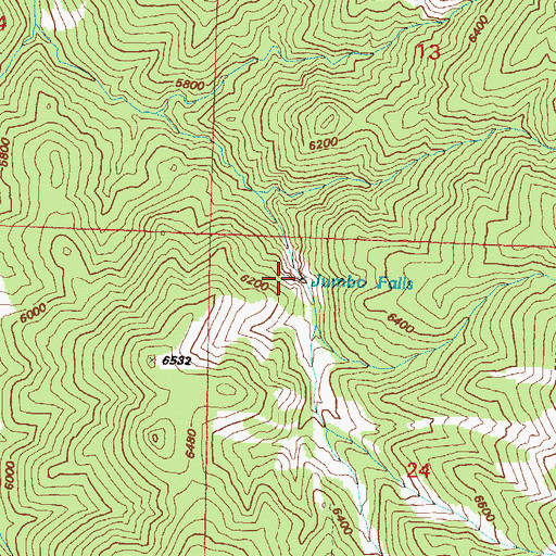 Topographic Map of Jumbo Falls, NV