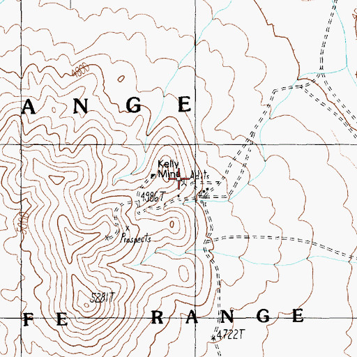Topographic Map of Kelly Mine, NV