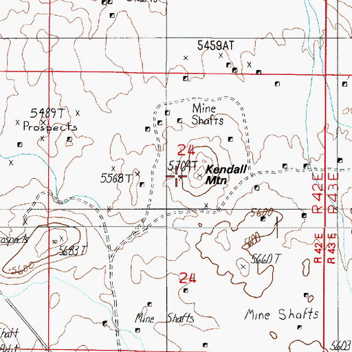 Topographic Map of Kendall Mountain, NV