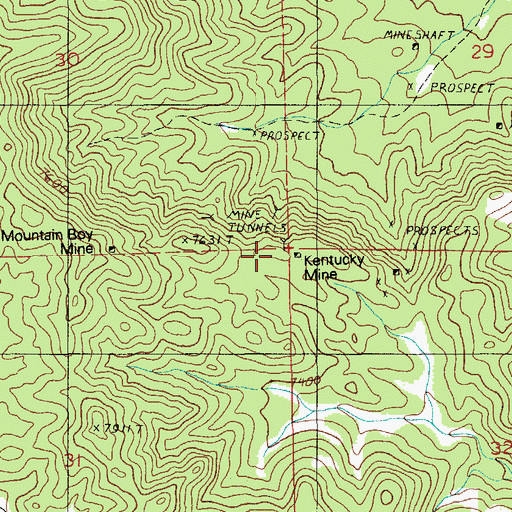 Topographic Map of Kentucky Mine, NV