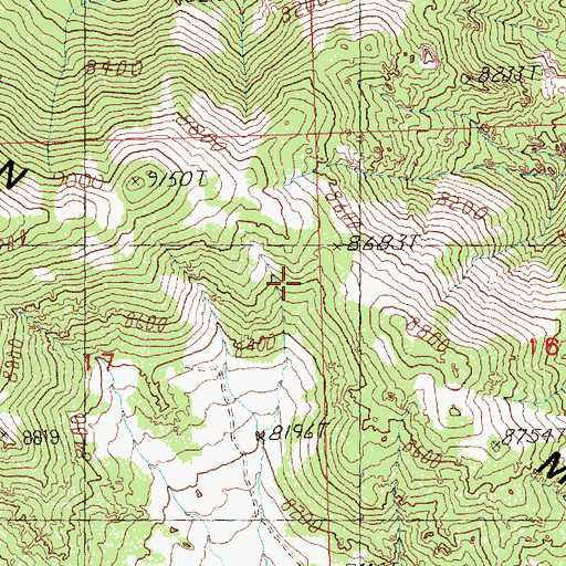 Topographic Map of Kern Mountains, NV