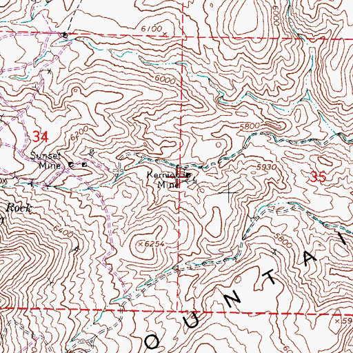 Topographic Map of Kernick Mine, NV