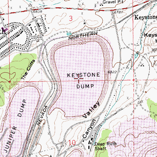 Topographic Map of Keystone Dump, NV
