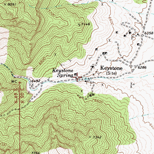 Topographic Map of Keystone Spring, NV
