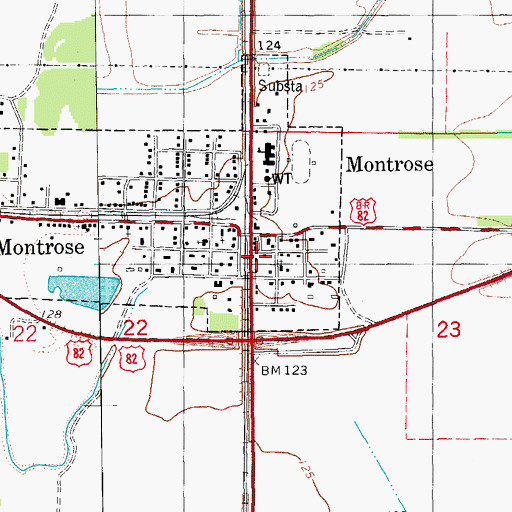 Topographic Map of Montrose Post Office, AR