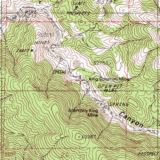 Topographic Map of King Solomon Mine, NV