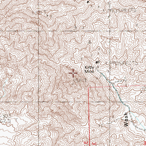 Topographic Map of Kirby Mine, NV