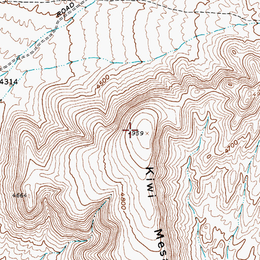 Topographic Map of Kiwi Mesa, NV