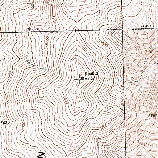 Topographic Map of Knoll Mountain, NV