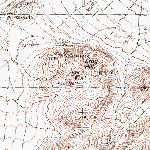 Topographic Map of Krug Hill, NV
