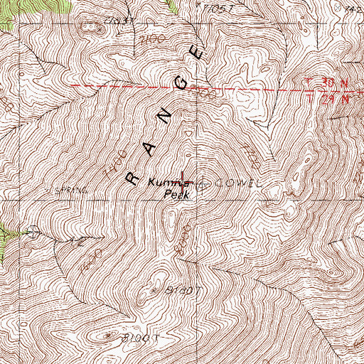 Topographic Map of Kumiva Peak, NV