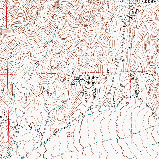Topographic Map of Labbe Mine, NV