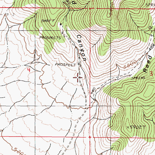 Topographic Map of Ladd Canyon, NV
