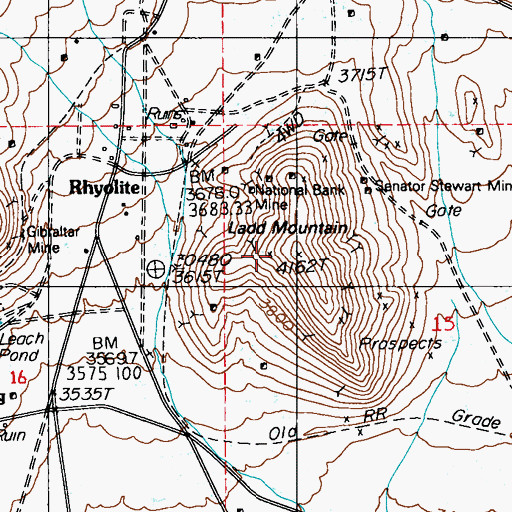Topographic Map of Ladd Mountain, NV