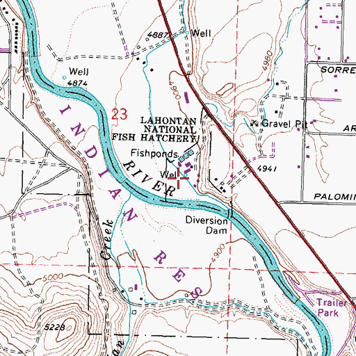 Topographic Map of Lahontan National Fish Hatchery, NV