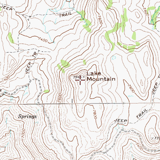 Topographic Map of Lake Mountain, NV
