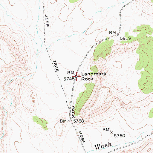 Topographic Map of Landmark Rock, NV
