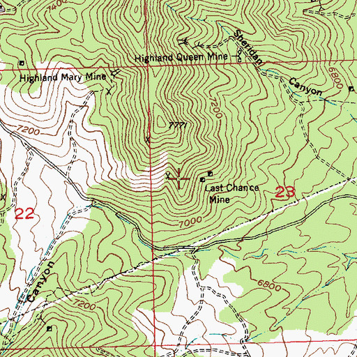 Topographic Map of Last Chance Mine, NV