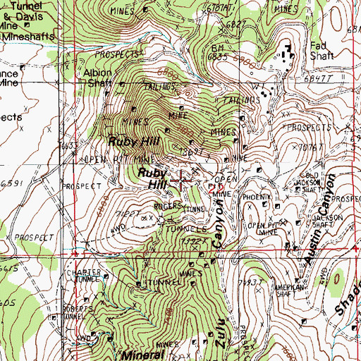 Topographic Map of Lawton Shaft, NV