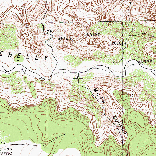Topographic Map of Mule Canyon, AZ