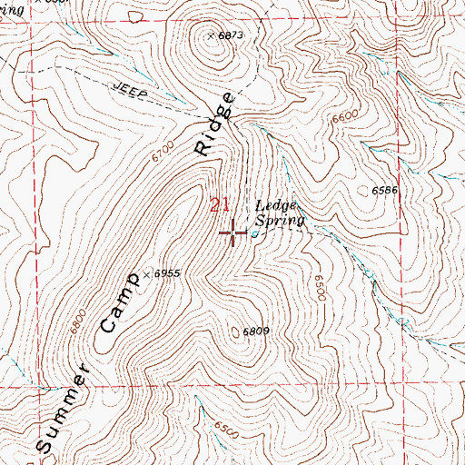 Topographic Map of Ledge Spring, NV