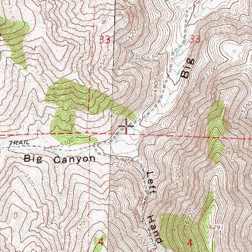 Topographic Map of Left Hand Canyon, NV