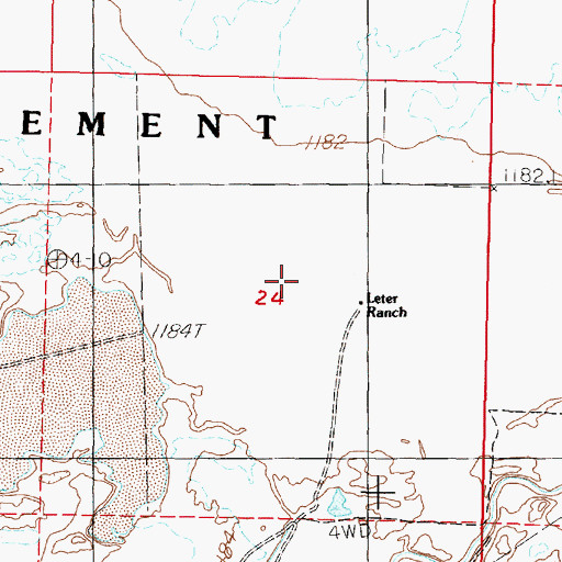 Topographic Map of Leter Ranch, NV