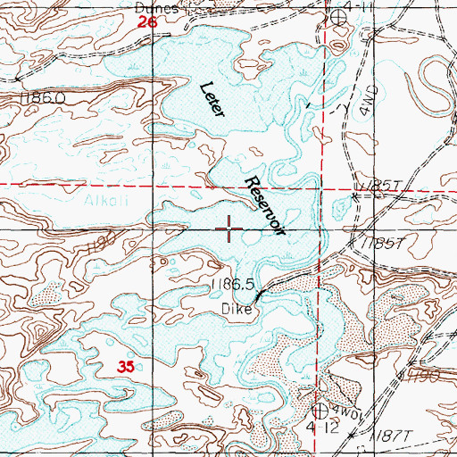 Topographic Map of Leter Reservoir, NV