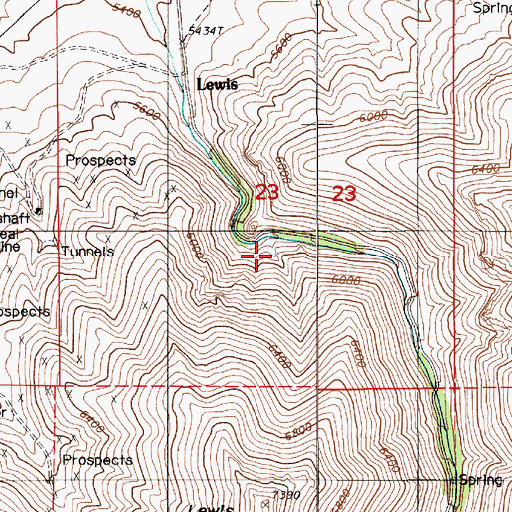 Topographic Map of Lewis Canyon, NV
