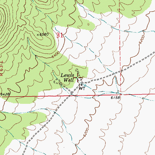 Topographic Map of Lewis Well, NV