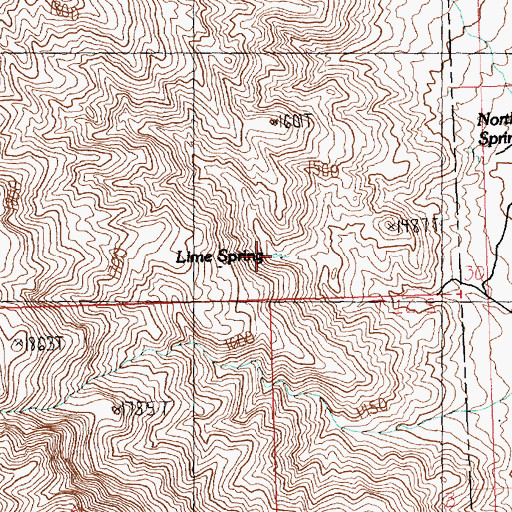 Topographic Map of Lime Spring, NV