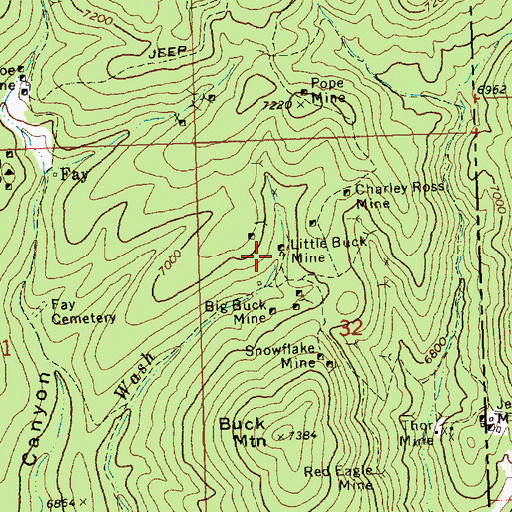 Topographic Map of Little Buck Mine, NV