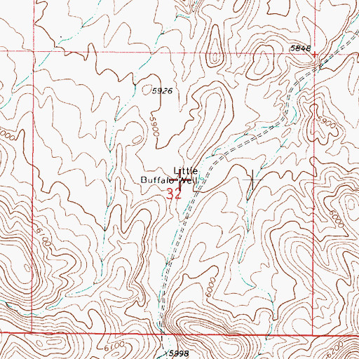 Topographic Map of Little Buffalo Well, NV