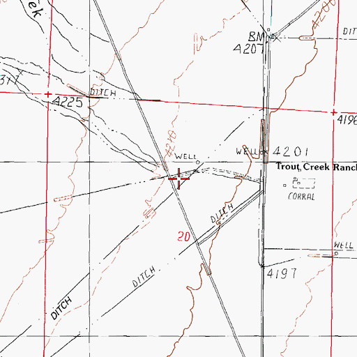 Topographic Map of Little Cedar Creek, NV