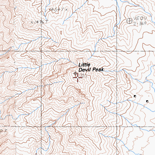 Topographic Map of Little Devil Peak, NV