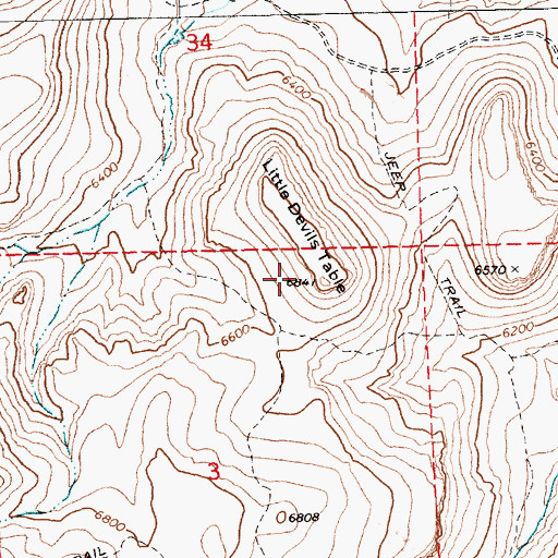 Topographic Map of Little Devils Table, NV