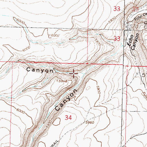 Topographic Map of Little Echo Canyon, NV