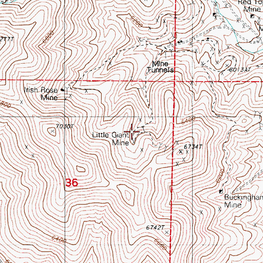 Topographic Map of Little Giant Mine, NV